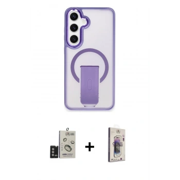 MARSİLYAN™- Galaxy S24 Kılıf Pusula Doku Koleksiyonu - Siyah Bilvis 3D Cam Ekran Koruyucu + Bilvis Titan Kamera Lens - DNMR