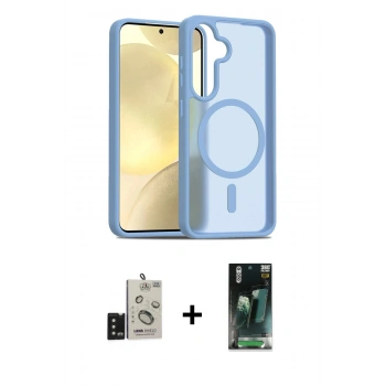 MARSİLYAN™- Galaxy S24 Kılıf Siluet Minimal Prime - Şeffaf 360 Full Body Arka Koruyucu + Bilvis Titan Kamera Lens - SH
