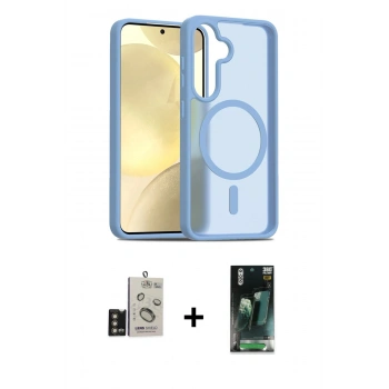 MARSİLYAN™- Galaxy S24 Kılıf Siluet Minimal Prime - Şeffaf 360 Full Body Arka Koruyucu + Bilvis Titan Kamera Lens - GD