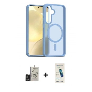 MARSİLYAN™- Galaxy S24 Kılıf Siluet Minimal Prime - Şeffaf Pasifik Cam Ekran Koruyucu + Bilvis Titan Kamera Lens - DNMR