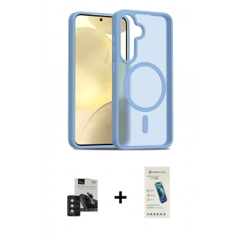 MARSİLYAN™- Galaxy S24 Kılıf Siluet Minimal Prime - Şeffaf Pasifik Cam Ekran Koruyucu + PVD Metal Kamera Lens - DNMR