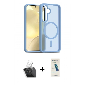 MARSİLYAN™- Galaxy S24 Kılıf Siluet Minimal Prime - Şeffaf Pasifik Cam Ekran Koruyucu + Kamera Lens Koruma Cam - SF