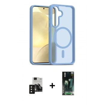 MARSİLYAN™- Galaxy S24 Kılıf Siluet Minimal Prime - Siyah 360 Mat Full Body Arka Koruyucu + PVD Metal Kamera Lens - SH