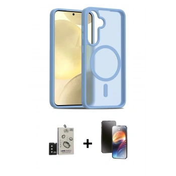 MARSİLYAN™- Galaxy S24 Kılıf Siluet Minimal Prime - Siyah 3D Antistatik Mat Seramik Nano Ekran Koruyucu + Bilvis Titan Kamera Lens - SH