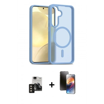 MARSİLYAN™- Galaxy S24 Kılıf Siluet Minimal Prime - Siyah 3D Antistatik Mat Seramik Nano Ekran Koruyucu + PVD Metal Kamera Lens - GD
