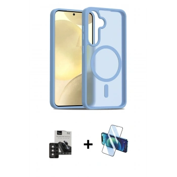MARSİLYAN™- Galaxy S24 Kılıf Siluet Minimal Prime - Siyah 3D Antistatik Seramik Nano Ekran Koruyucu + PVD Metal Kamera Lens - DNMR