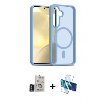 MARSİLYAN™- Galaxy S24 Kılıf Siluet Minimal Prime - Siyah 3D Antistatik Seramik Nano Ekran Koruyucu + Bilvis Titan Kamera Lens - GD