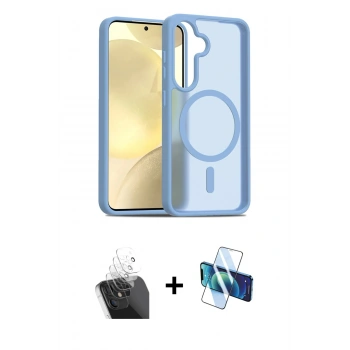 MARSİLYAN™- Galaxy S24 Kılıf Siluet Minimal Prime - Siyah 3D Antistatik Seramik Nano Ekran Koruyucu + Kamera Lens Koruma Cam - SF