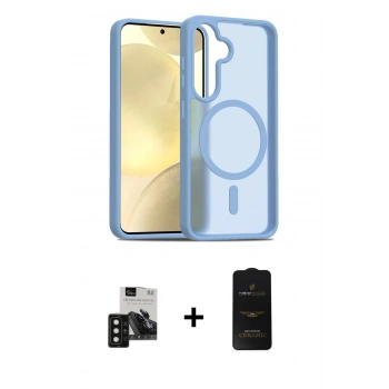 MARSİLYAN™- Galaxy S24 Kılıf Siluet Minimal Prime - Siyah 6D Antistatik Mat Seramik Hayalet Nano Ekran Koruyucu + PVD Metal Kamera Lens - SH