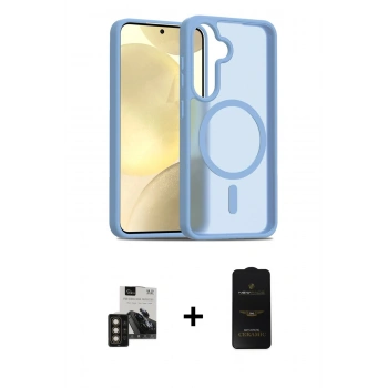 MARSİLYAN™- Galaxy S24 Kılıf Siluet Minimal Prime - Siyah 6D Antistatik Mat Seramik Hayalet Nano Ekran Koruyucu + PVD Metal Kamera Lens - GD