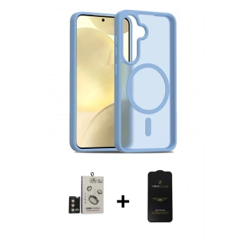 MARSİLYAN™- Galaxy S24 Kılıf Siluet Minimal Prime - Siyah 6D Antistatik Mat Seramik Hayalet Nano Ekran Koruyucu + Bilvis Titan Kamera Lens - GD