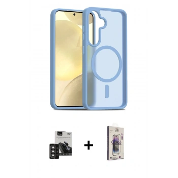 MARSİLYAN™- Galaxy S24 Kılıf Siluet Minimal Prime - Siyah Bilvis 3D Cam Ekran Koruyucu + PVD Metal Kamera Lens - DNMR