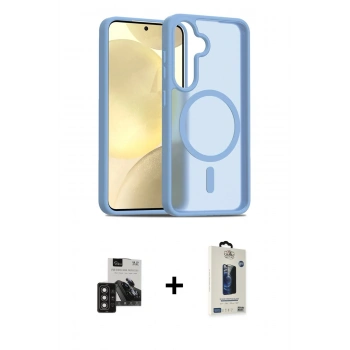 MARSİLYAN™- Galaxy S24 Kılıf Siluet Minimal Prime - Siyah Bilvis Hayalet Cam Ekran Koruyucu + PVD Metal Kamera Lens - DNMR
