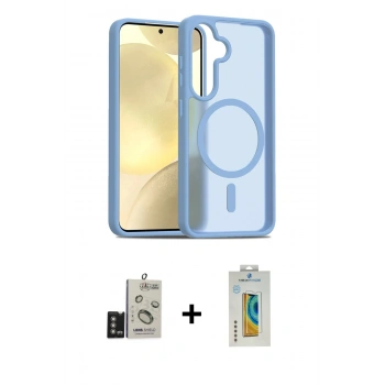 MARSİLYAN™- Galaxy S24 Kılıf Siluet Minimal Prime - Siyah Polymer Nano Ekran Koruyucu + Bilvis Titan Kamera Lens - DNMR