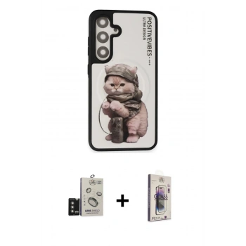 MARSİLYAN™- Galaxy S24 Kılıf Siluet Modern Özel Seri - Siyah Bilvis 3D Cam Ekran Koruyucu + Bilvis Titan Kamera Lens - TMGI