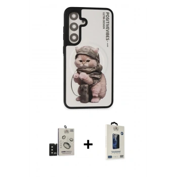 MARSİLYAN™- Galaxy S24 Kılıf Siluet Modern Özel Seri - Siyah Bilvis Hayalet Cam Ekran Koruyucu + Bilvis Titan Kamera Lens - SH