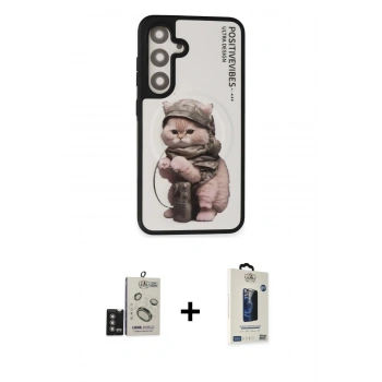 MARSİLYAN™- Galaxy S24 Kılıf Siluet Modern Özel Seri - Siyah Bilvis Hayalet Cam Ekran Koruyucu + Bilvis Titan Kamera Lens - DNMR