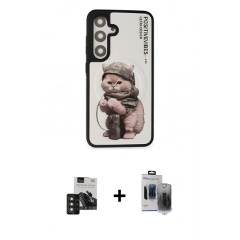 MARSİLYAN™- Galaxy S24 Kılıf Siluet Modern Özel Seri - Siyah Vanessa Magic Hayalet Cam + PVD Metal Kamera Lens - DNMR
