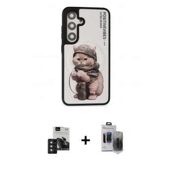 MARSİLYAN™- Galaxy S24 Kılıf Siluet Modern Özel Seri - Siyah Vanessa Magic Hayalet Cam + PVD Metal Kamera Lens - TNGI