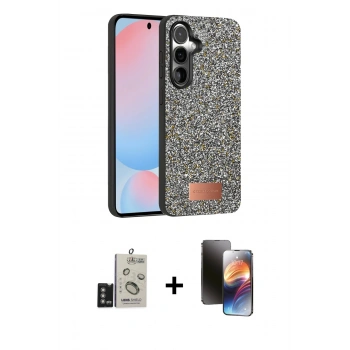 MARSİLYAN™- Galaxy S24 Kılıf Vadi Klasik Serisi - Siyah 3D Antistatik Mat Seramik Nano Ekran Koruyucu + Bilvis Titan Kamera Lens - DNMR