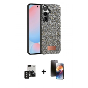 MARSİLYAN™- Galaxy S24 Kılıf Vadi Klasik Serisi - Siyah 3D Antistatik Mat Seramik Nano Ekran Koruyucu + PVD Metal Kamera Lens - SH