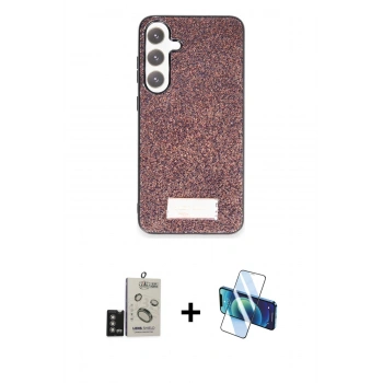 MARSİLYAN™- Galaxy S24 Kılıf Vadi Klasik Serisi - Siyah 3D Antistatik Seramik Nano Ekran Koruyucu + Bilvis Titan Kamera Lens - DNMR