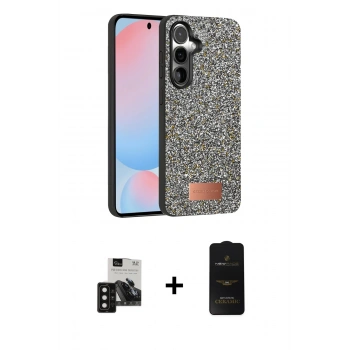 MARSİLYAN™- Galaxy S24 Kılıf Vadi Klasik Serisi - Siyah 6D Antistatik Mat Seramik Hayalet Nano Ekran Koruyucu + PVD Metal Kamera Lens - SH