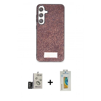 MARSİLYAN™- Galaxy S24 Kılıf Vadi Klasik Serisi - Siyah Polymer Nano Ekran Koruyucu + Bilvis Titan Kamera Lens - DNMR