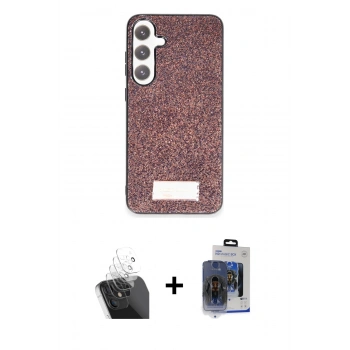 MARSİLYAN™- Galaxy S24 Kılıf Vadi Klasik Serisi - Siyah Vanessa Magic Cam + Kamera Lens Koruma Cam - SF