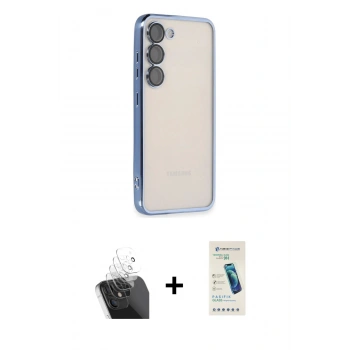 MARSİLYAN™- Galaxy S24 Kılıf Vadi Minimal - Şeffaf Pasifik Cam Ekran Koruyucu + Kamera Lens Koruma Cam - SF