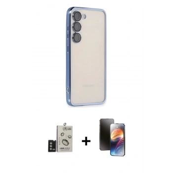 MARSİLYAN™- Galaxy S24 Kılıf Vadi Minimal - Siyah 3D Antistatik Mat Seramik Nano Ekran Koruyucu + Bilvis Titan Kamera Lens - DNMR