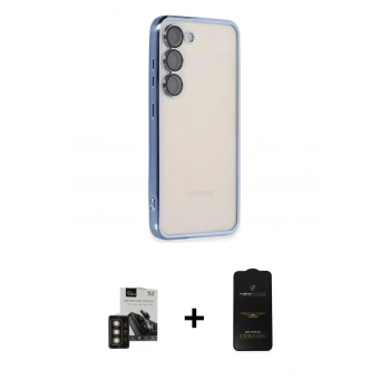 MARSİLYAN™- Galaxy S24 Kılıf Vadi Minimal - Siyah 6D Antistatik Mat Seramik Hayalet Nano Ekran Koruyucu + PVD Metal Kamera Lens - GD