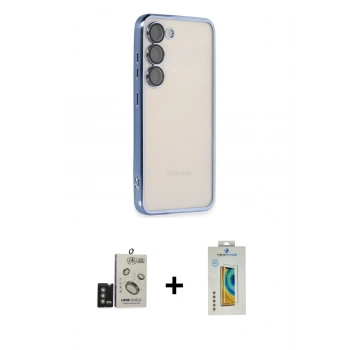 MARSİLYAN™- Galaxy S24 Kılıf Vadi Minimal - Siyah Polymer Nano Ekran Koruyucu + Bilvis Titan Kamera Lens - DNMR
