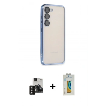 MARSİLYAN™- Galaxy S24 Kılıf Vadi Minimal - Siyah Polymer Nano Ekran Koruyucu + PVD Metal Kamera Lens - DNMR