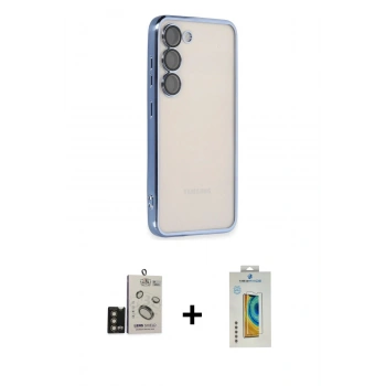 MARSİLYAN™- Galaxy S24 Kılıf Vadi Minimal - Siyah Polymer Nano Ekran Koruyucu + Bilvis Titan Kamera Lens - GD