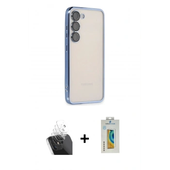 MARSİLYAN™- Galaxy S24 Kılıf Vadi Minimal - Siyah Polymer Nano Ekran Koruyucu + Kamera Lens Koruma Cam - SF