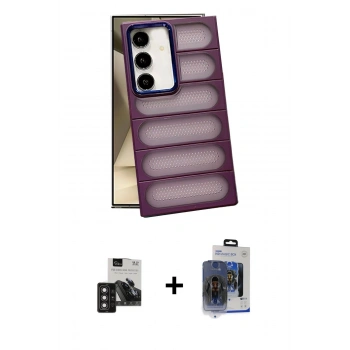 MARSİLYAN™- Galaxy S24 Kılıf Yadigar Doku Özel Seri - Siyah Vanessa Magic Cam + PVD Metal Kamera Lens - DNMR