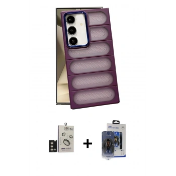MARSİLYAN™- Galaxy S24 Kılıf Yadigar Doku Özel Seri - Siyah Vanessa Magic Cam + Bilvis Titan Kamera Lens - GD