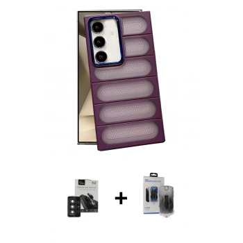 MARSİLYAN™- Galaxy S24 Kılıf Yadigar Doku Özel Seri - Siyah Vanessa Magic Hayalet Cam + PVD Metal Kamera Lens - DNMR