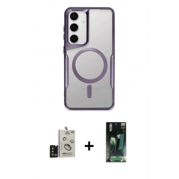 MARSİLYAN™- Galaxy S24 Kılıf Yadigar Klasik Özel Seri - Şeffaf 360 Full Body Arka Koruyucu + Bilvis Titan Kamera Lens - SH