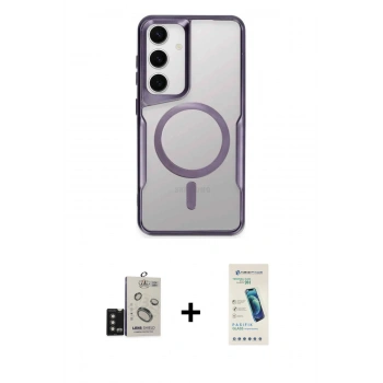 MARSİLYAN™- Galaxy S24 Kılıf Yadigar Klasik Özel Seri - Şeffaf Pasifik Cam Ekran Koruyucu + Bilvis Titan Kamera Lens - TMGI