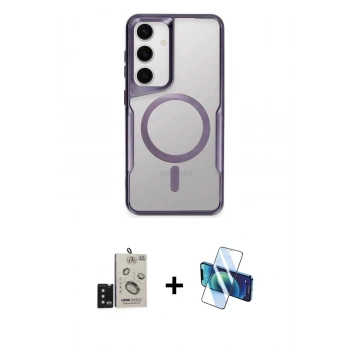 MARSİLYAN™- Galaxy S24 Kılıf Yadigar Klasik Özel Seri - Siyah 3D Antistatik Cam Ekran Koruyucu + Bilvis Titan Kamera Lens - SH