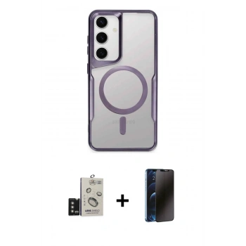 MARSİLYAN™- Galaxy S24 Kılıf Yadigar Klasik Özel Seri - Siyah 3D Antistatik Hayalet Cam Ekran Koruyucu + Bilvis Titan Kamera Lens - TMGI