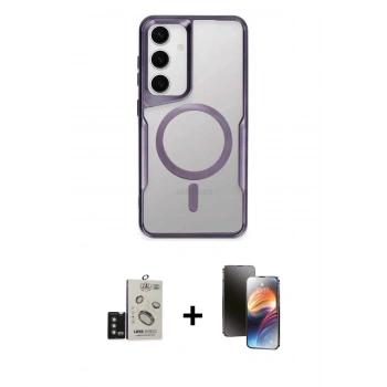 MARSİLYAN™- Galaxy S24 Kılıf Yadigar Klasik Özel Seri - Siyah 3D Antistatik Mat Seramik Nano Ekran Koruyucu + Bilvis Titan Kamera Lens - TMGI