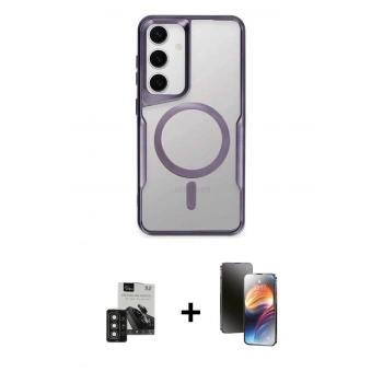 MARSİLYAN™- Galaxy S24 Kılıf Yadigar Klasik Özel Seri - Siyah 3D Antistatik Mat Seramik Nano Ekran Koruyucu + PVD Metal Kamera Lens - DNMR