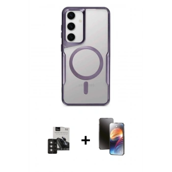 MARSİLYAN™- Galaxy S24 Kılıf Yadigar Klasik Özel Seri - Siyah 3D Antistatik Mat Seramik Nano Ekran Koruyucu + PVD Metal Kamera Lens - TNGI