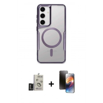 MARSİLYAN™- Galaxy S24 Kılıf Yadigar Klasik Özel Seri - Siyah 3D Antistatik Mat Seramik Nano Ekran Koruyucu + Bilvis Titan Kamera Lens - DNMR
