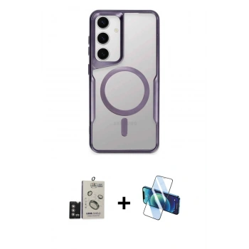 MARSİLYAN™- Galaxy S24 Kılıf Yadigar Klasik Özel Seri - Siyah 3D Antistatik Seramik Nano Ekran Koruyucu + Bilvis Titan Kamera Lens - DNMR