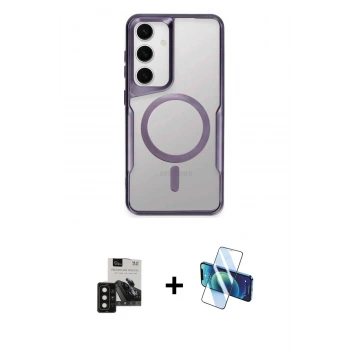MARSİLYAN™- Galaxy S24 Kılıf Yadigar Klasik Özel Seri - Siyah 3D Antistatik Seramik Nano Ekran Koruyucu + PVD Metal Kamera Lens - SH
