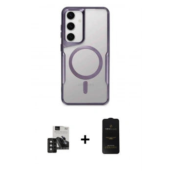 MARSİLYAN™- Galaxy S24 Kılıf Yadigar Klasik Özel Seri - Siyah 6D Antistatik Mat Seramik Hayalet Nano Ekran Koruyucu + PVD Metal Kamera Lens - DNMR